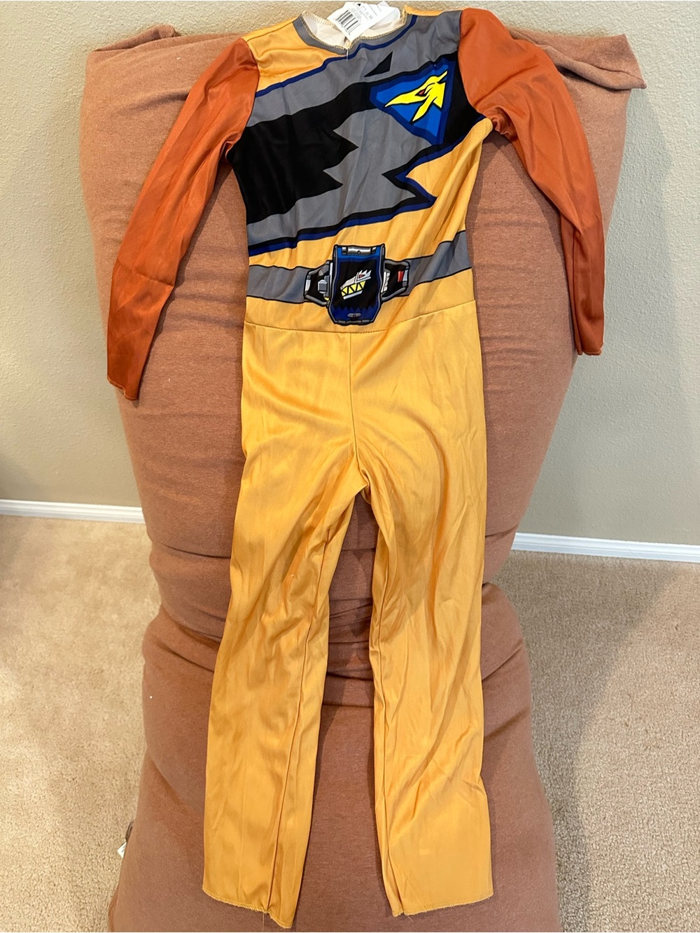 Power Ranger Dino charge, Brown and Yellow Long Sleeve One-Piece Costume